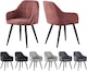 image 4 of Set of 2 Faux Suede Leather Dining Chairs with Arms Adrian Pink