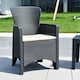 image 2 of 60cm Modern Black Rattan Wood Look Folding Table & 2 Chairs Compact Garden Patio Furniture Set
