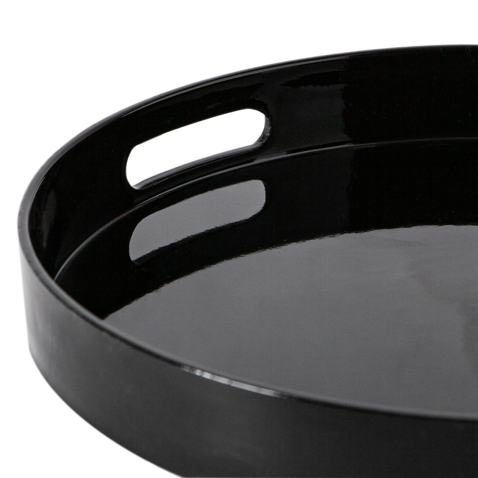 image 1 of Argon Tableware 3x Serving Trays - 33cm - Round Tray Metallic Decorative Breakfast Tray Melamine Food Tray | Black | Black | One Size | 3
