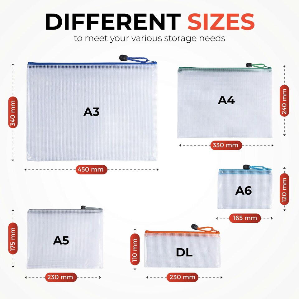 image 1 of Pack of 12 A3 Purple PVC Mesh Zip Bags