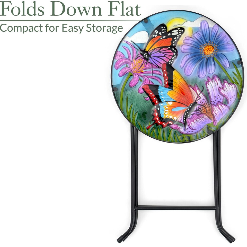 image 1 of Glass Butterfly Garden Table