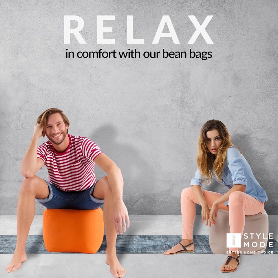 image 1 of Outdoor Bean Bag Footstool Pouffe Water-Resistant 40x40cm | Yellow