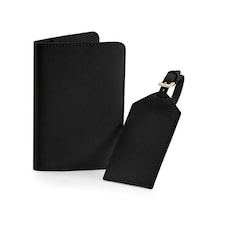 Bagbase Boutique Passport Holder and Luggage Tag Set - Black - One Size Black