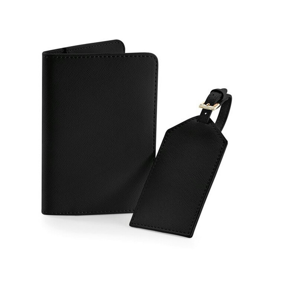image 1 of Bagbase Boutique Passport Holder and Luggage Tag Set - Black - One Size Black