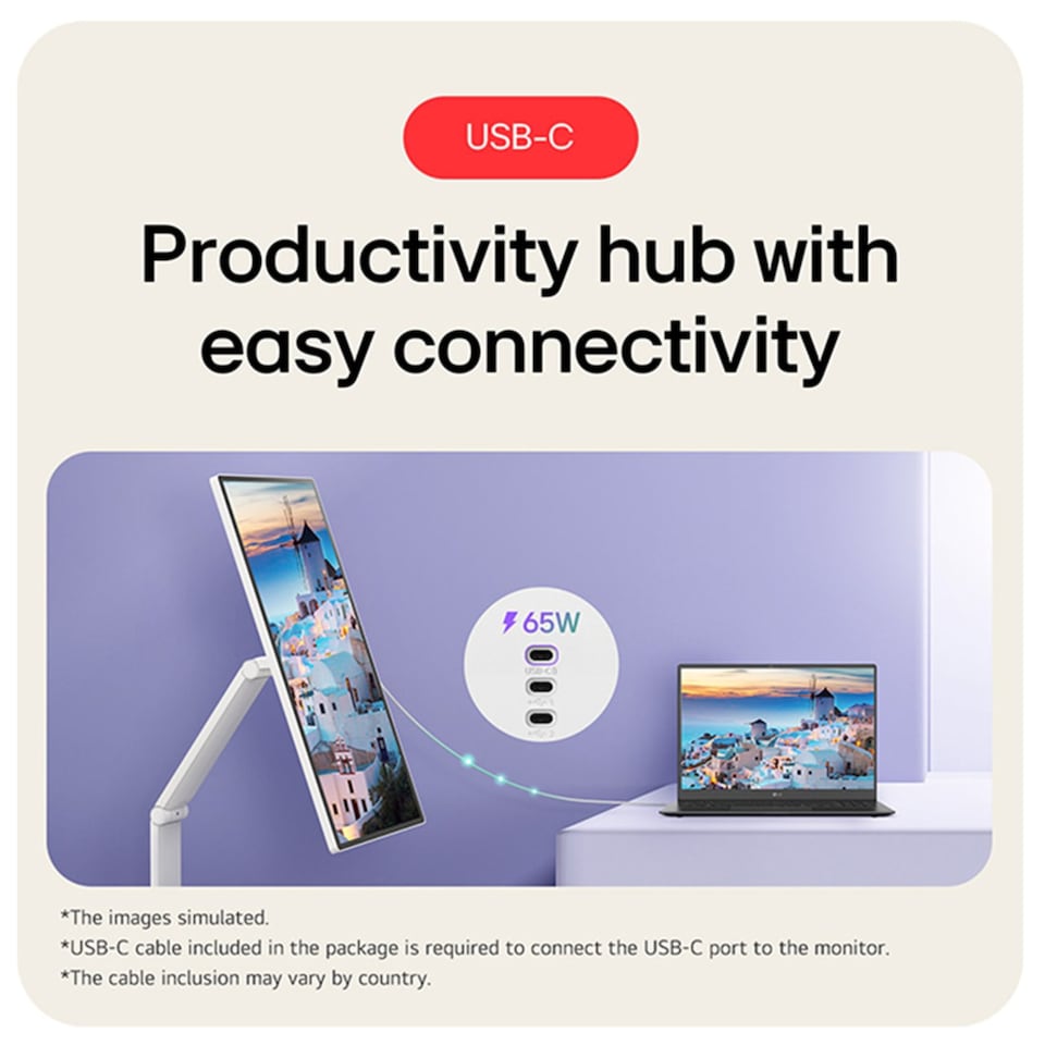 image 1 of LG 32U889SA-W 32-Inch IPS Ultra HD 4K Smart Touch Display Height Adjustable Monitor