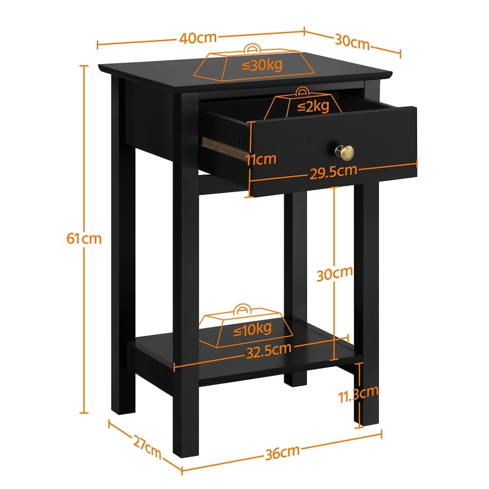image 1 of Yaheetech 2PCS Modern Design Bedside End Table with Drawer Black