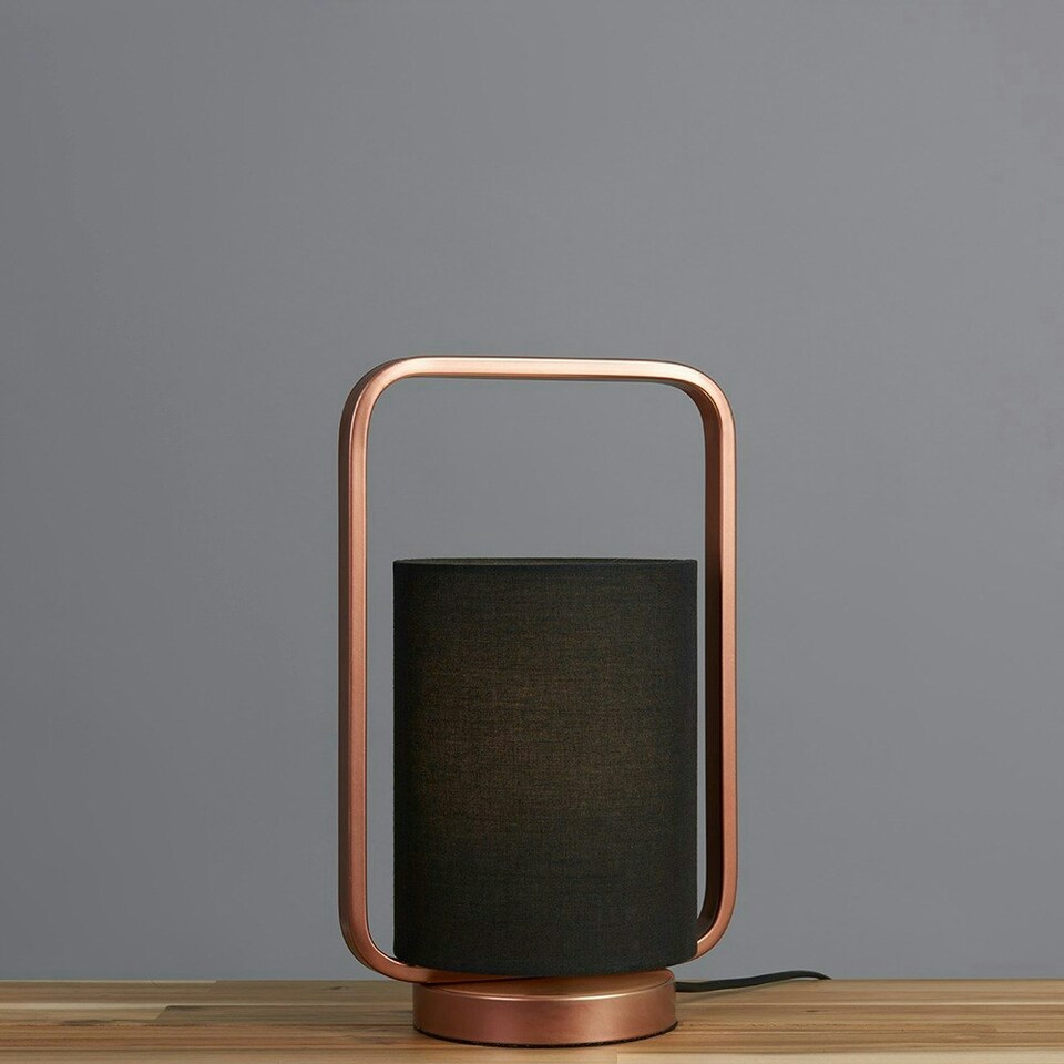 image 1 of ValueLights Edwin Brushed Copper Table Lamp and E14 Golfball LED 4W Warm White 3000K Bulb