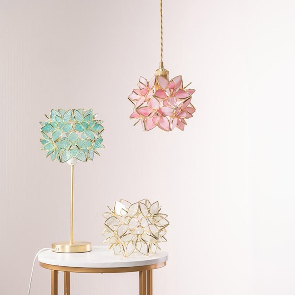 image 1 of ValueLights Reine Pink Glass Flower Ceiling Lamp Shade & Bulb | Pink