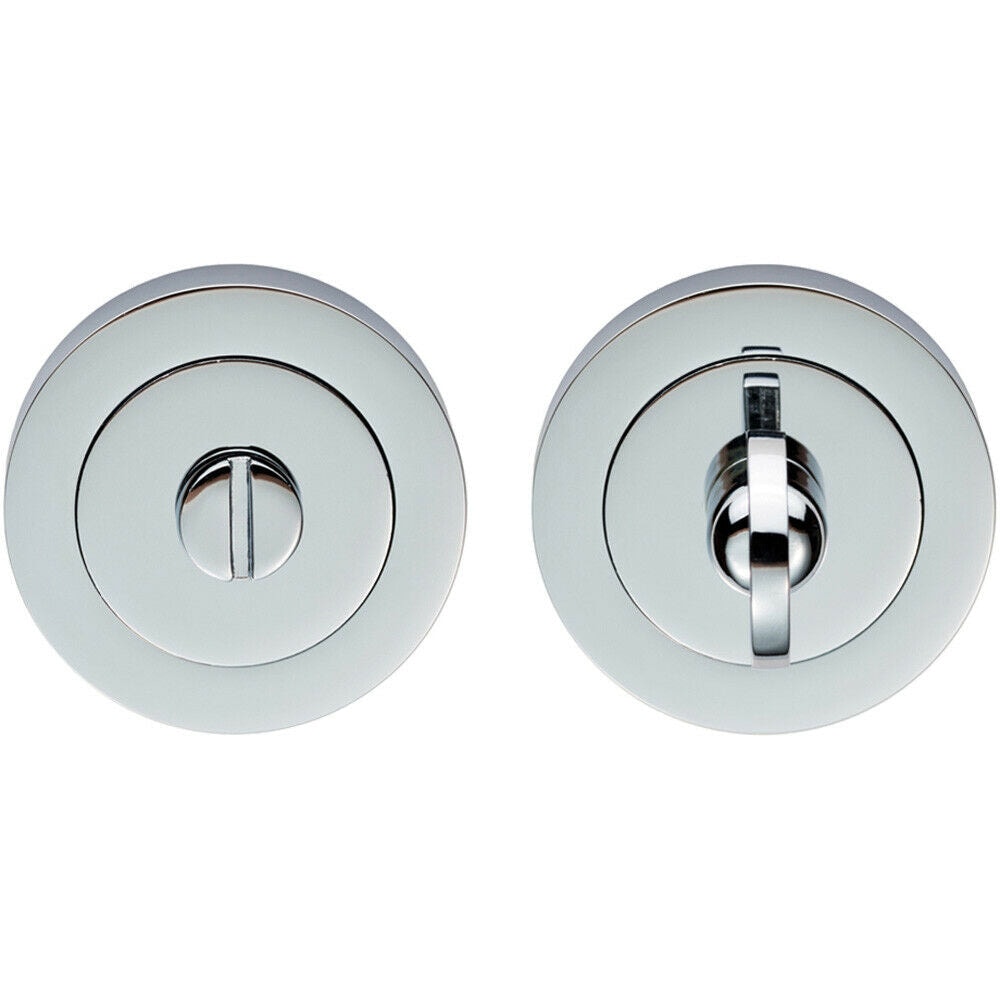 Loops Thumbturn Lock & Release Handle 50mm Diameter Round Rose Polished Chrome
