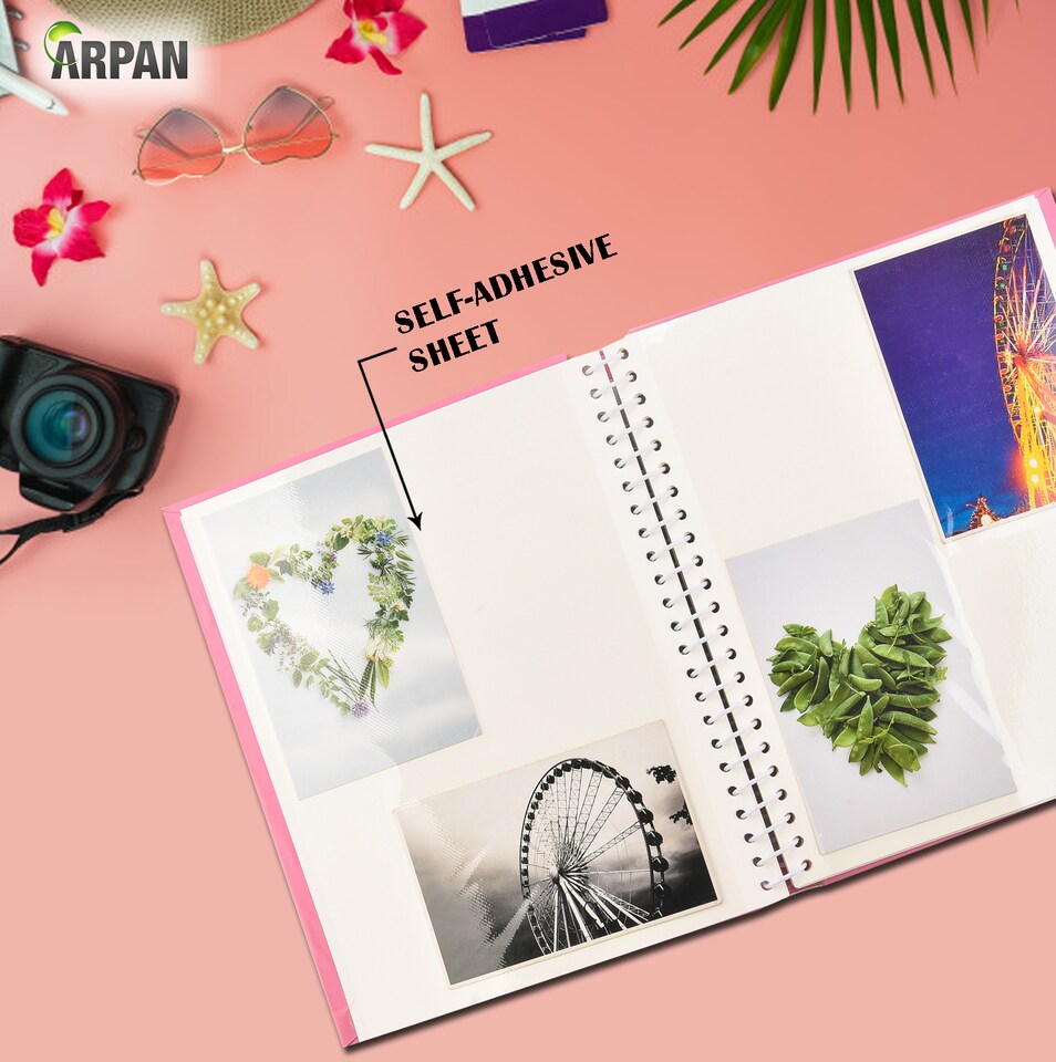 image 1 of ARPAN Self-Adhesive Photo Album – 20 Sheets / 40 Sides Spiral Bound Memory Book – Sticky Page Scrapbook Album for Various Sized Photos, Keepsakes & Special Memories