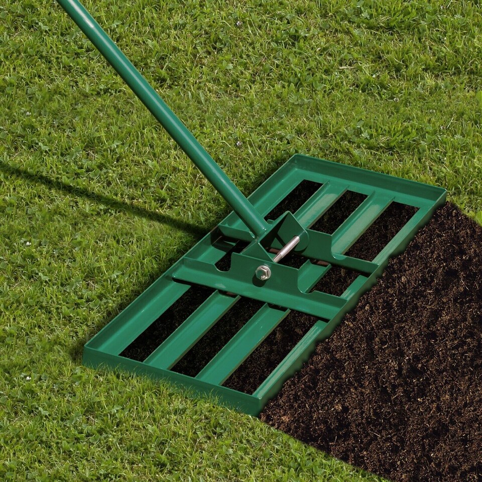 image 1 of COSTWAY Lawn Leveling Rake 75 cm x 25 cm Heavy Duty Level Lawn Tool-Green