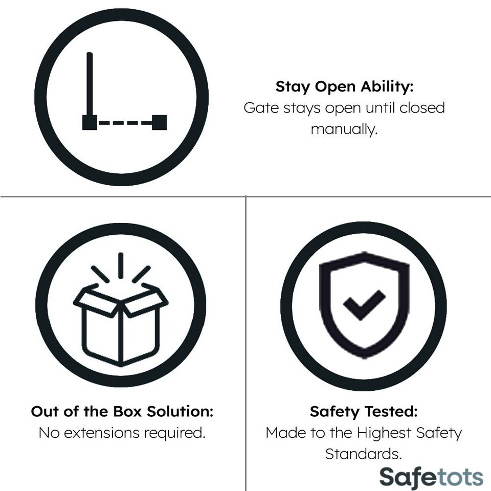 image 1 of Safetots Extra Tall Metal Safety Gate Pressure Fit, 75cm - 82.6cm, Slate Grey, 104cm in Height, Extra Tall Baby Gate | Grey | 1