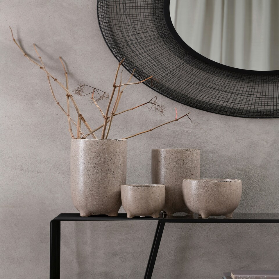 image 1 of Interiors by Premier Small Planter, Stoneware Plant Pot with Subtle Speckled Finish, Modern Indoor/Outdoor Raised Planter for Home Cream