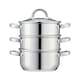 image 1 of Cooks Professional 3 Tier Stainless Steel Steamer Pan - Suitable for All Hobs Inc Induction - Dishwasher Safe - 16cm Diameter