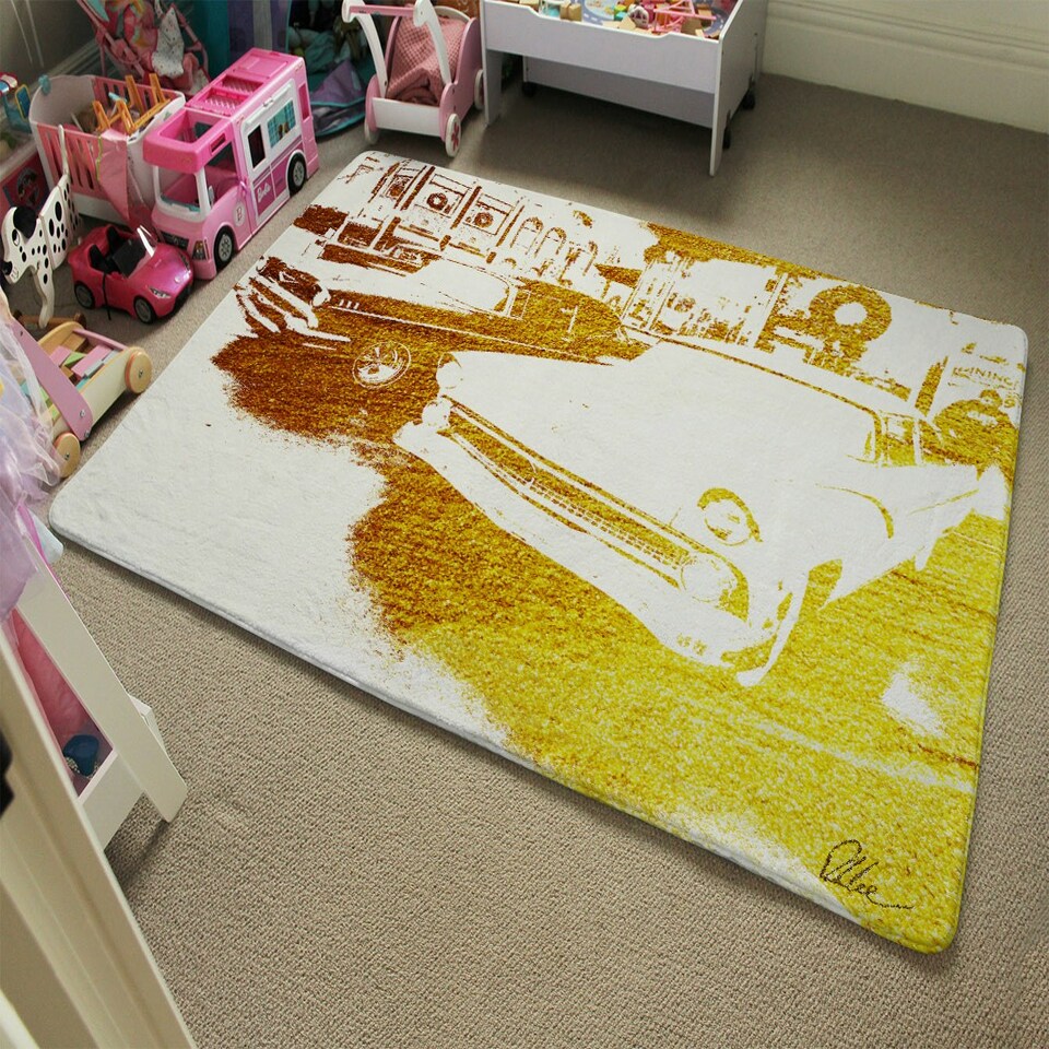 image 1 of cool cars (Rug) Yellow | Medium: 80x150cm