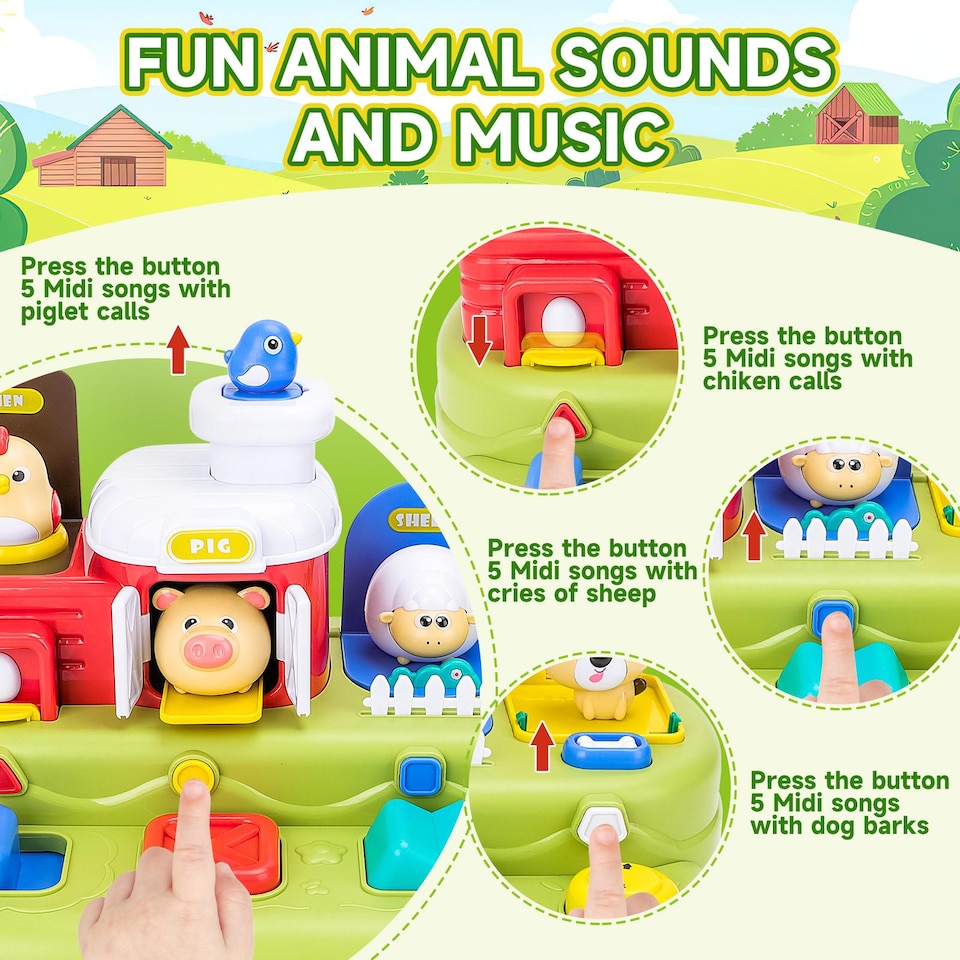 image 1 of Farm Animal Pop-Up Activity Toy with Music & Sounds