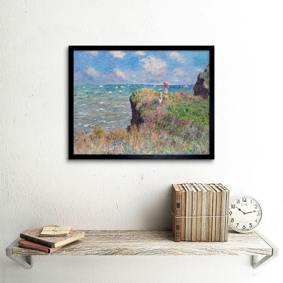 image 1 of Claude Monet Cliff Walk At Pourville Home Decor 12x16" Framed Wall Art Print