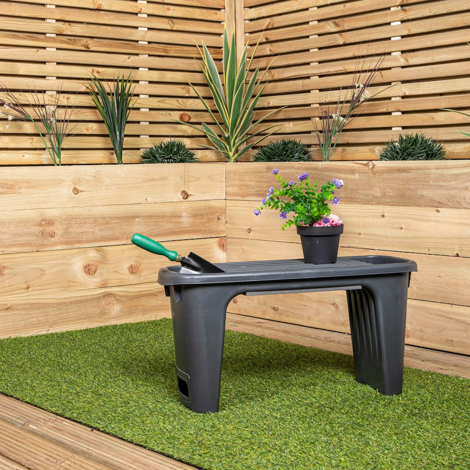 image 1 of Black / Grey Plastic Garden Planting 2-1 Kneeler, Stool and Storage
