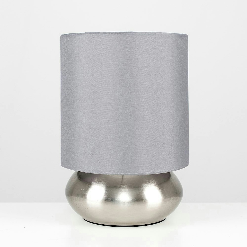 image 1 of ValueLights Touch Dimmable Brushed Silver Table Lamp and E14 Candle LED 5W Warm White 3000K Bulb