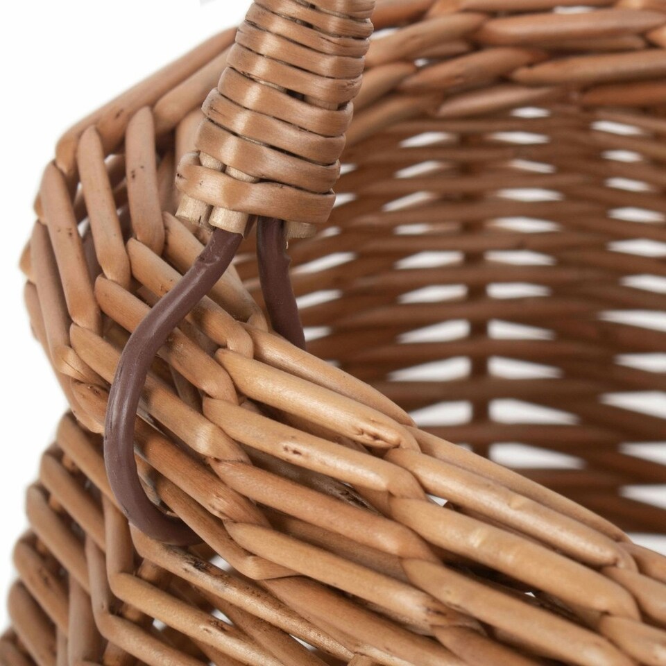 image 1 of Childrens Light Steamed Wicker Swing Handled Coracle Shopping Basket Brown | Brown | One Size
