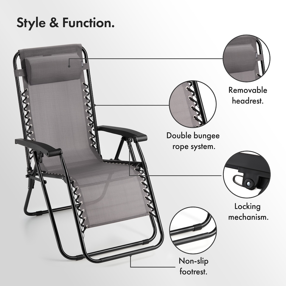 image 1 of VonHaus Verona Set of 2 Textilene Folding Garden Zero Gravity Chairs