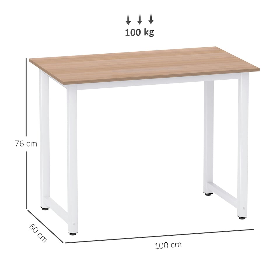 image 1 of HOMCOM Modern Computer Desk, Writing Table with Metal Frame, White White