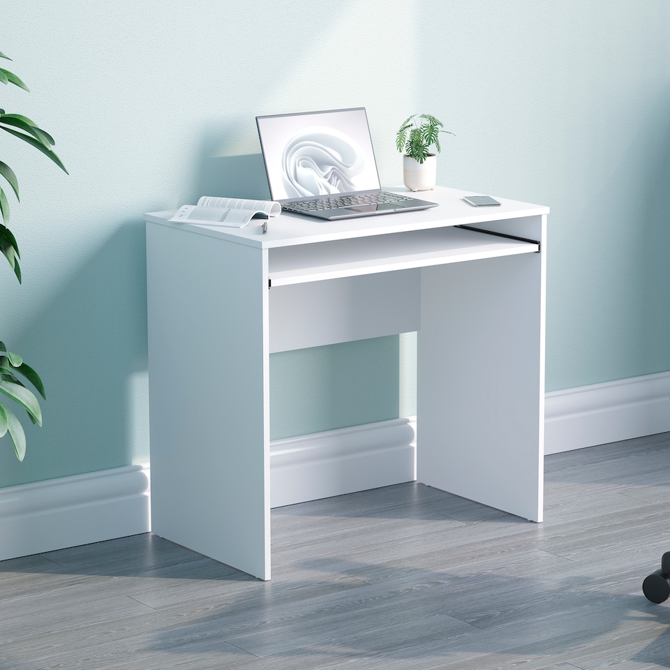 image 1 of Vida Designs Huby Computer Desk Compact Home Office Workstation, White