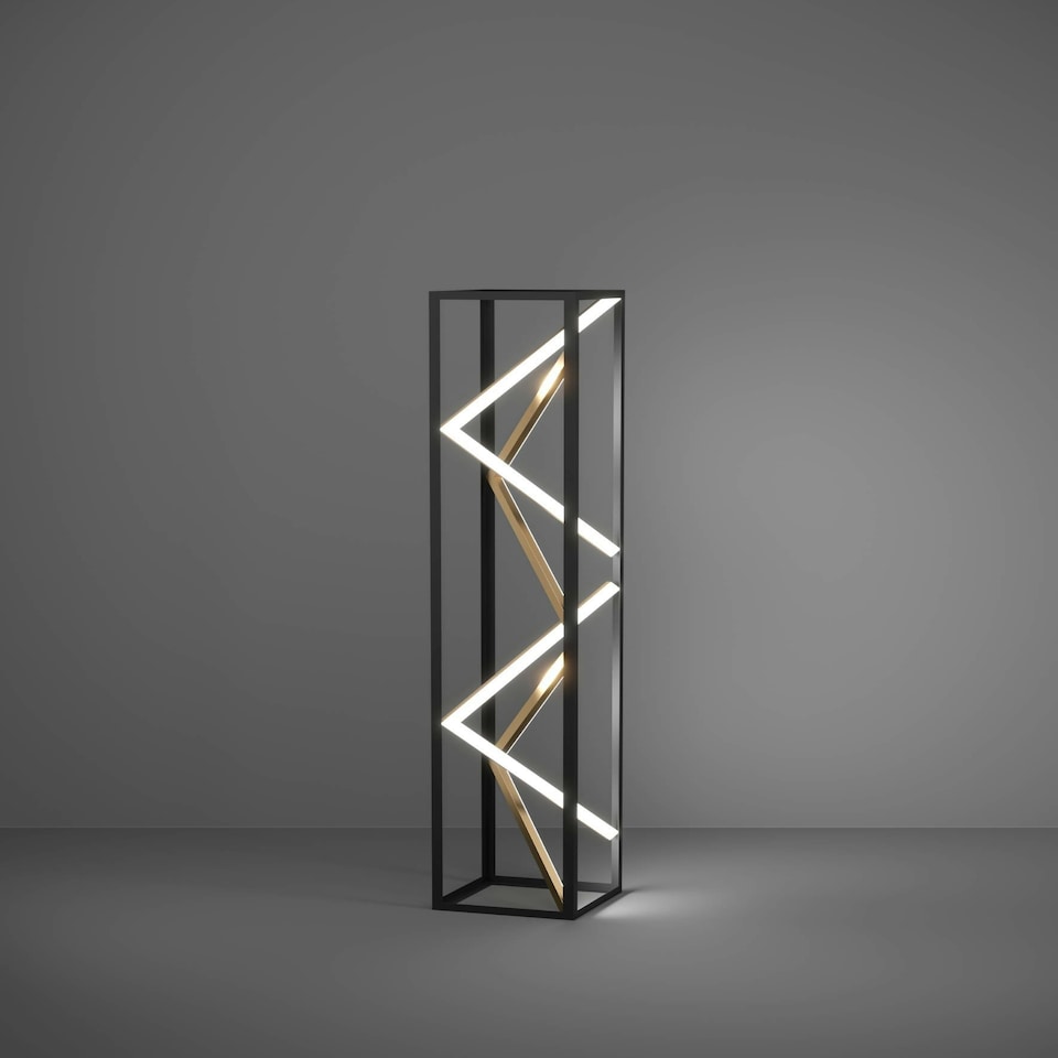 image 1 of Eglo Penela Black and Gold Floor Lamp
