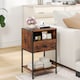 image 3 of COSTWAY Nightstand with drawer Open Compartment Brown