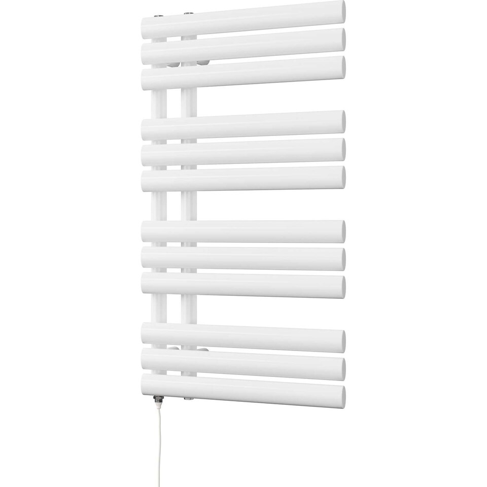 image 1 of Percival Electric Towel Rail Standard Heated Bathroom Radiator - White (H) 884mm x (W) 500mm - 400W