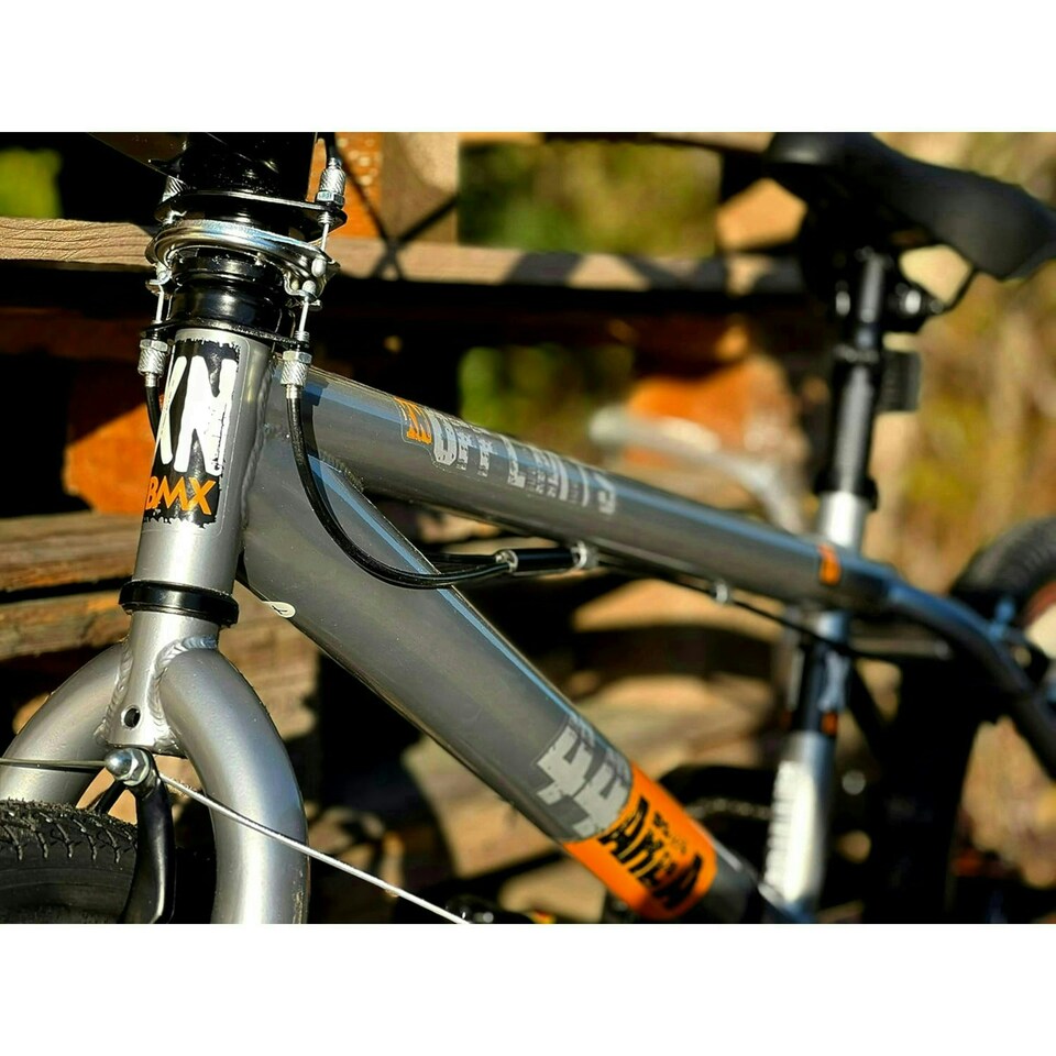 image 1 of XN Area 44 20" Freestyle BMX Bike w/ 360 Gyro - Metallic Grey/Orange