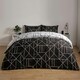 image 1 of OHS Geometric Reversible Print Duvet Cover and Pillowcase Set, Super King - Black