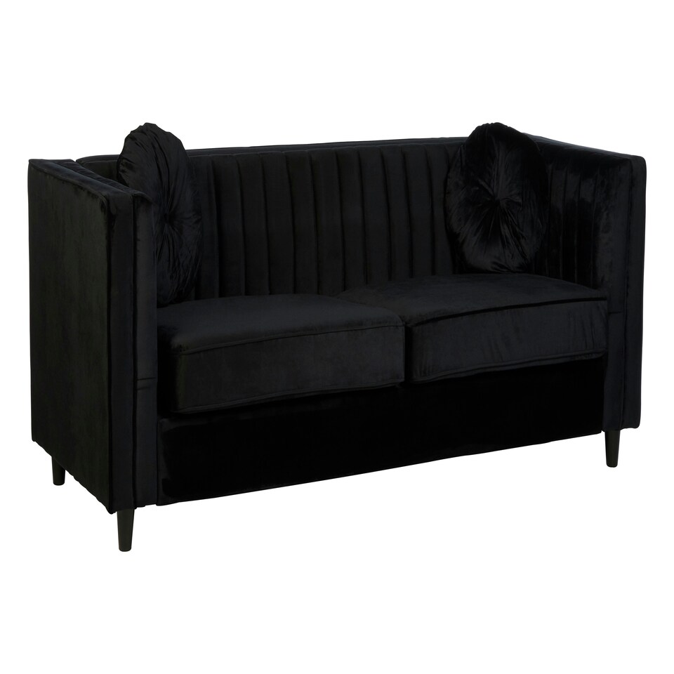 image 1 of Farah Three Seater Black Velvet Sofa Black