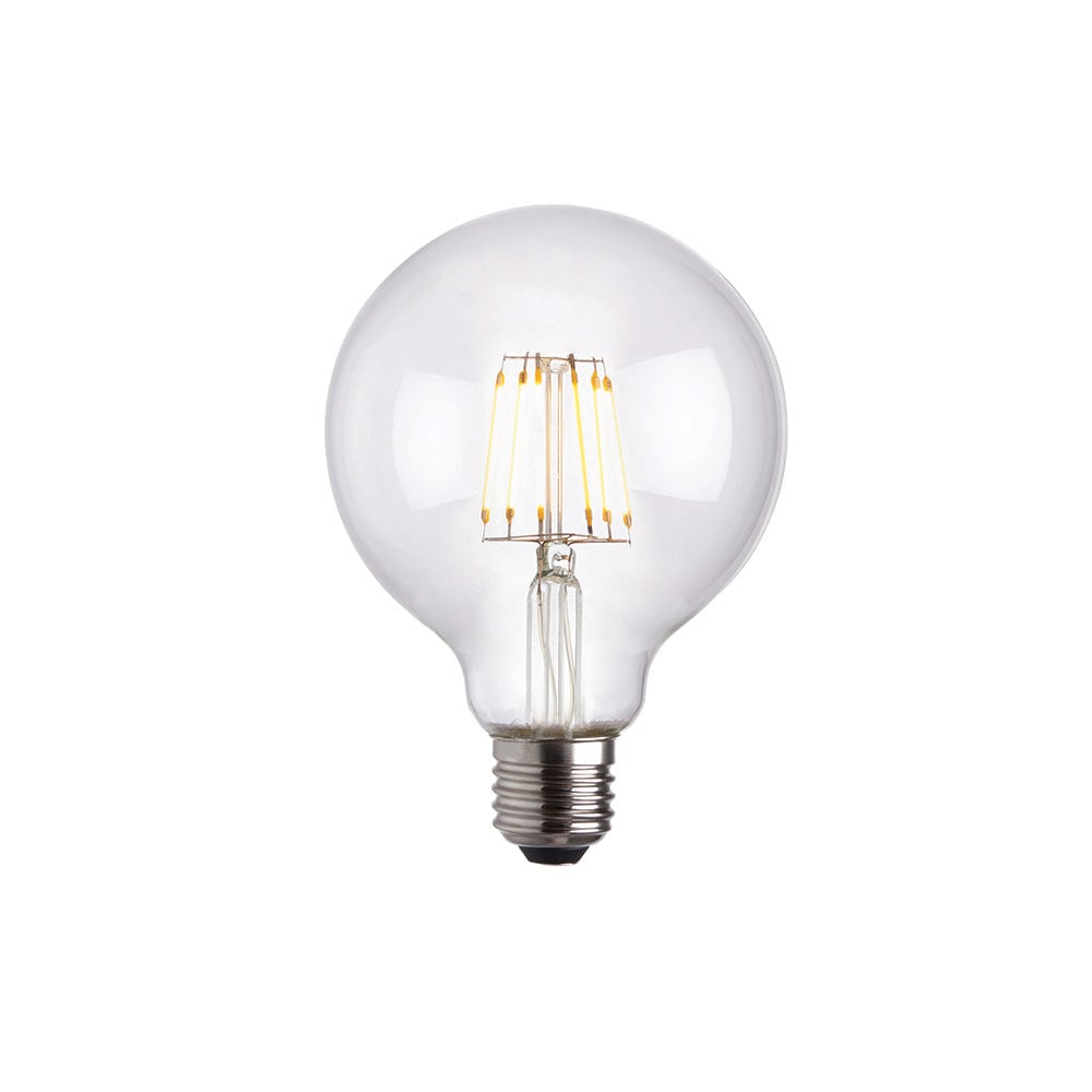 Loops LED Filament Lamp Bulb Dimmable 6W E27 LED 95mm Clear Glass Globe Warm White
