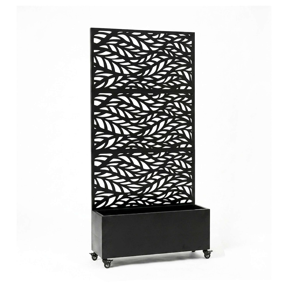 image 1 of Nicoman Metal Privacy Screen with Planter Pot Leaf Pattern