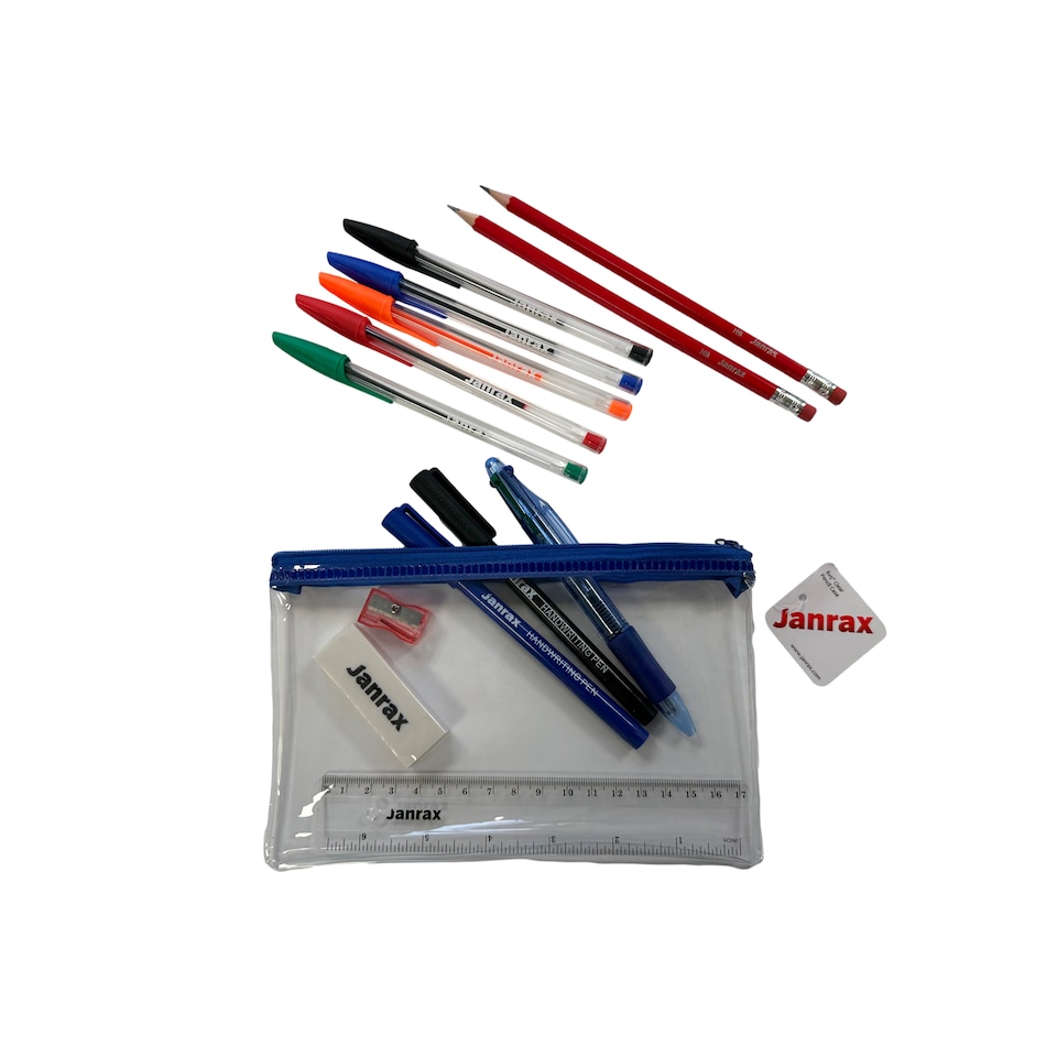 image 1 of Stationery Filled Blue Zip 8x5" Pencil Case