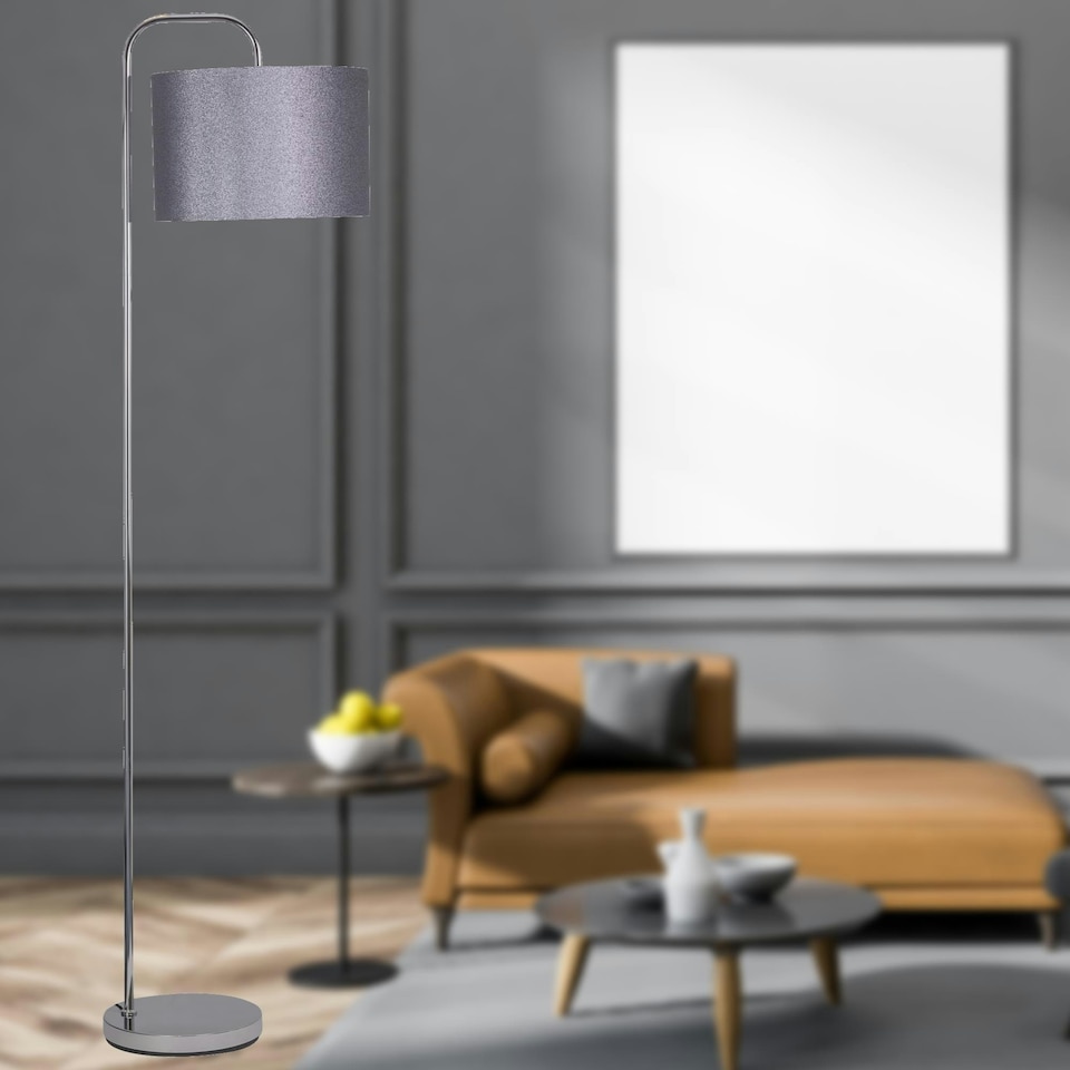 image 1 of Silvery Grey Glitter 33cm Pendant Lightshade Grey