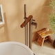 image 4 of Balterley Modern Freestanding Round Bath Shower Mixer Tap with Fluted Lever Handle and Kit | Brown | Brushed Bronze