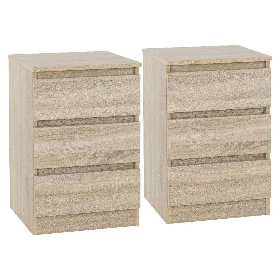 image 1 of Pair of Malvern 3 Drawer Bedside Tables Black