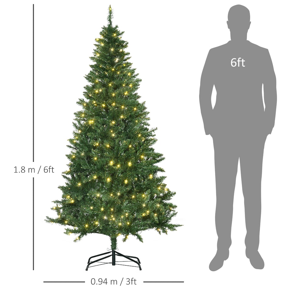 image 1 of HOMCOM 6FT Prelit Artificial Christmas Tree w/ Warm White Light Xmas Decoration