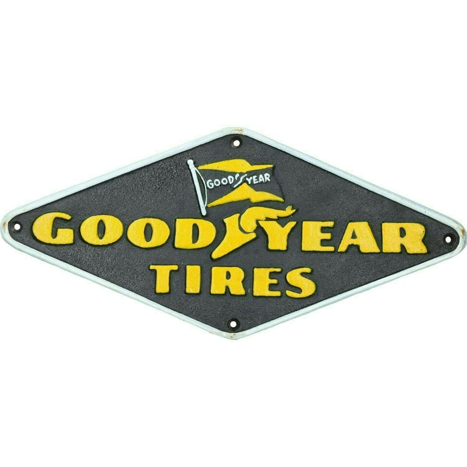 image 1 of Goodyear Tires Tyres Cast Iron Sign Plaque Wall Garage Workshop Shop Door