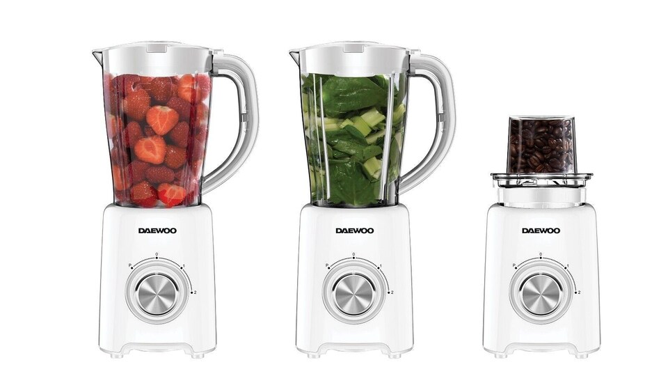 image 1 of Daewoo 1.5L 500W Electric Jug Blender & Coffee Bean Nut Grinder & Smoothie Maker | White