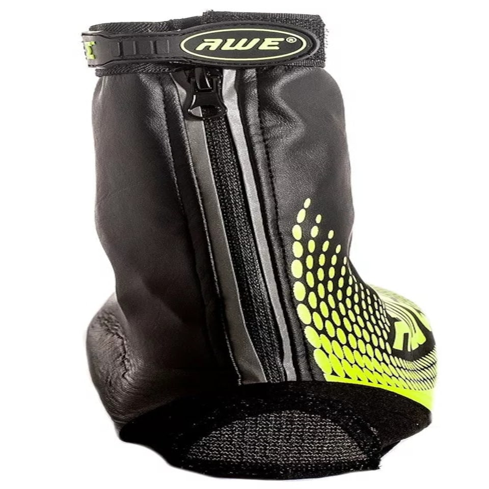 image 1 of AWE Bike Shoe Cover Neoprene/PU Reflective Black/Neon Waterproof Size 7-9