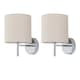 image 1 of Set of 2 Brea - Chrome Wall Lights with Natural Linen Shade | Chrome | Brown | 2