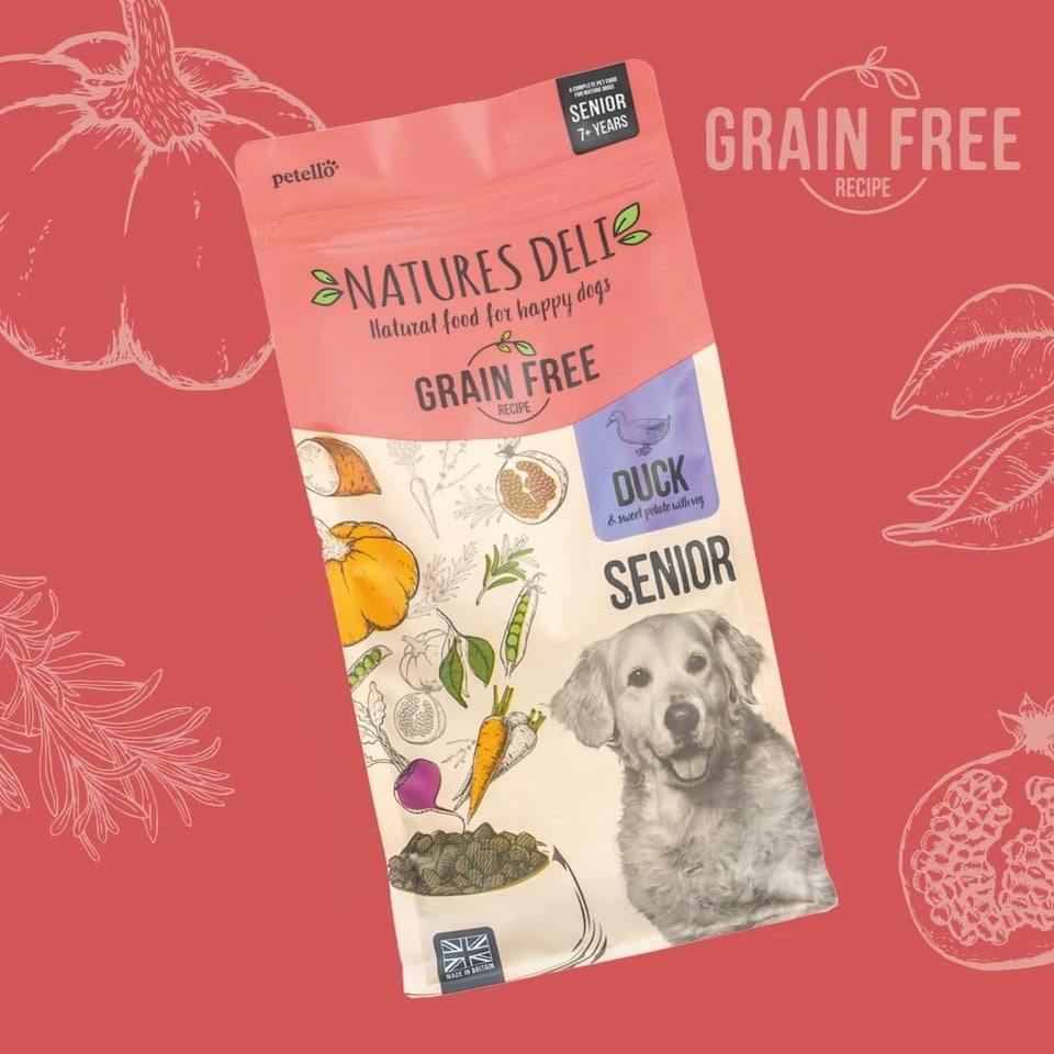 image 1 of Natures Deli Senior Dry Dog Food, Grain Free Natural Complete Hypoallergenic Food for Dogs, Suitable for All Breeds Aged 7 Plus, Duck and Sweet Potato - 2 kg