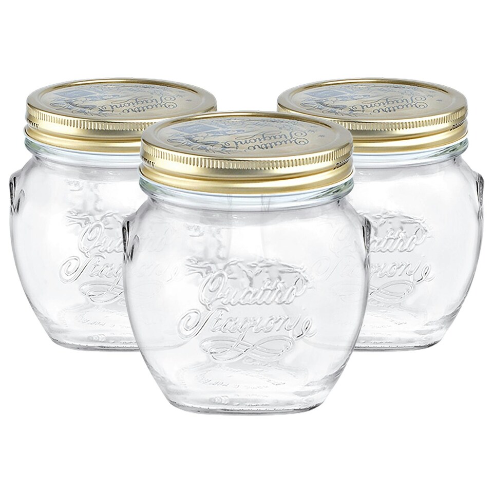 image 1 of Bormioli Rocco Quattro Stagioni Glass Storage Jars - 500ml - Pack of 3