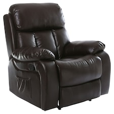 Chester Bonded Leather Manual Recliner Chair with Heat And Massage (Brown)