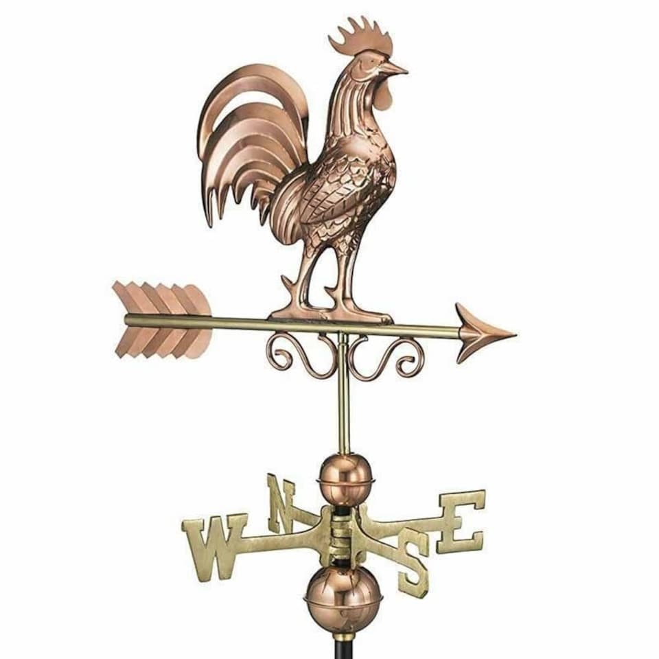 image 1 of Bantam Rooster Farmhouse Copper Weathervane - Steel - L47 x W47 x H86.6 cm