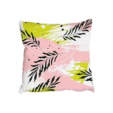 Palm leaves on pink green background (Outdoor Cushion)