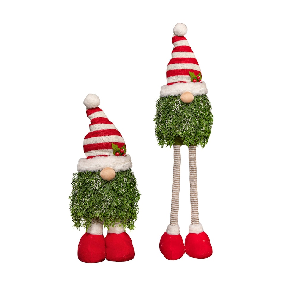 image 1 of 76cm Red and White Christmas Tree Standing Gonk with Striped Hat and Extendable Legs